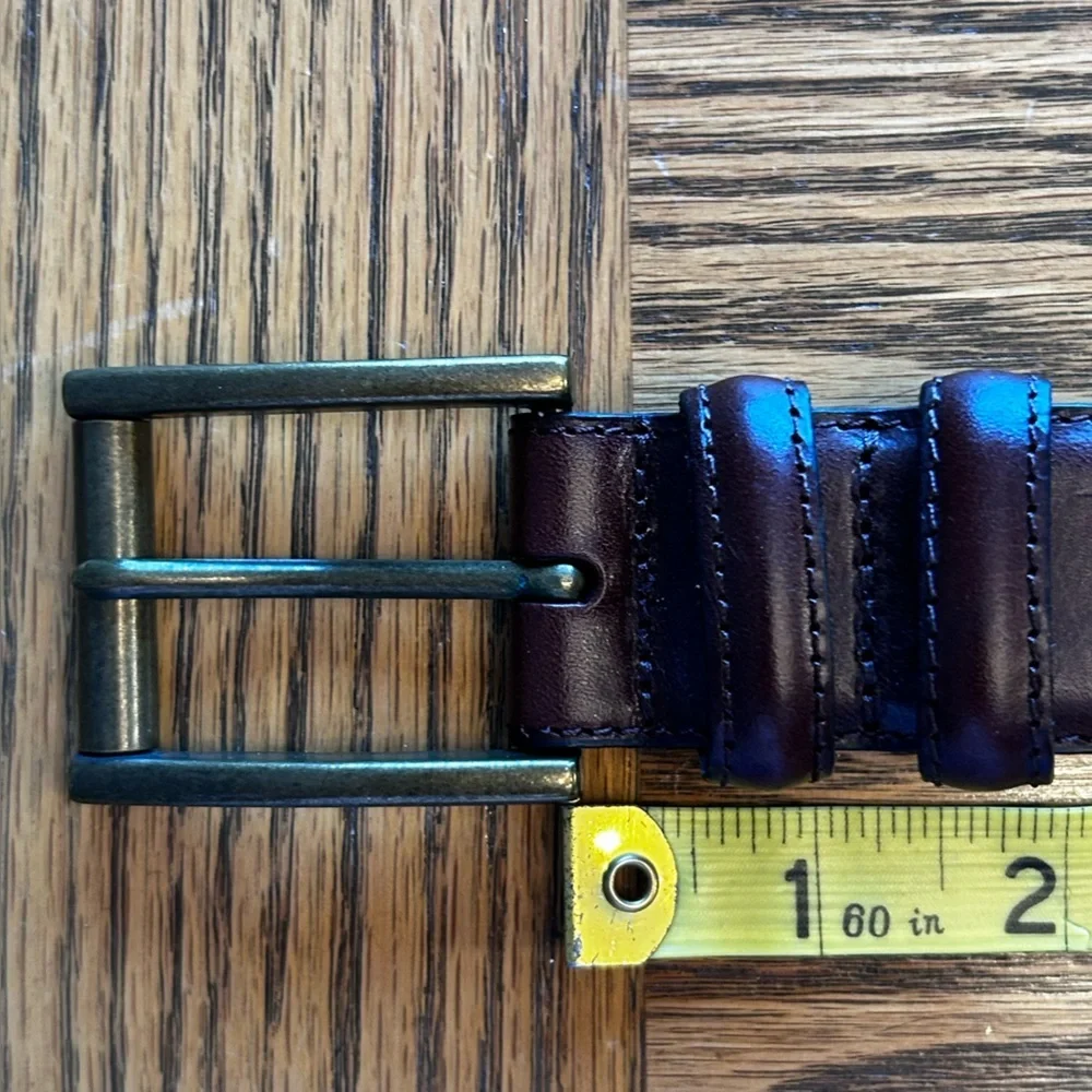 Men's Rich Brown Leather Belt with Buckle Size 36